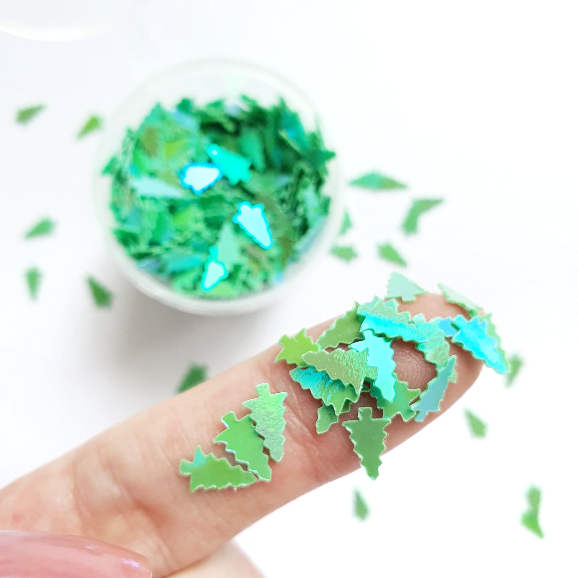 Christmas tree sequins Green Hologram Chunky glitter for Resin Epoxy crafts