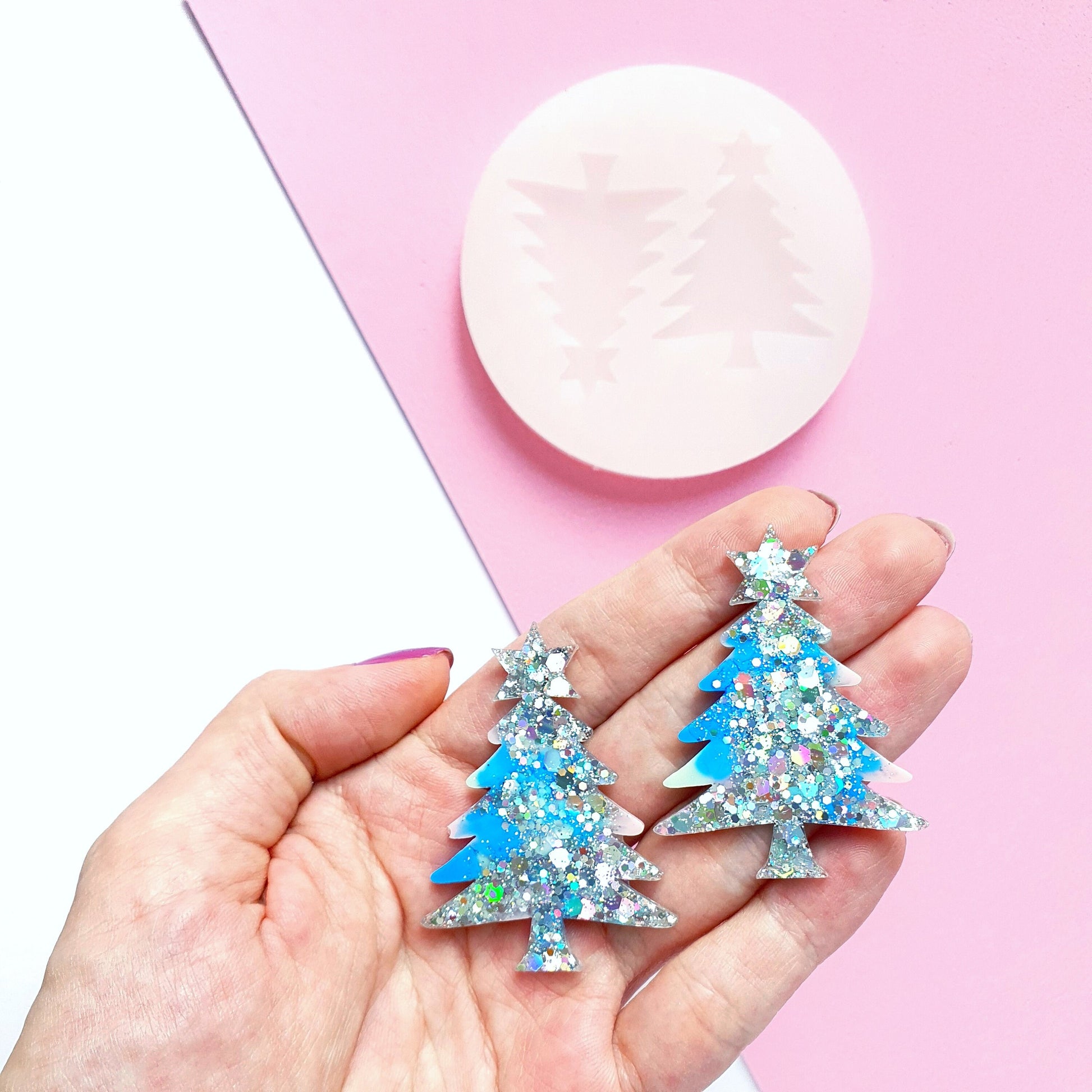 Silicone earrings mold "Christmas" for resin and epoxy mould for jewelry "Christmas tree"