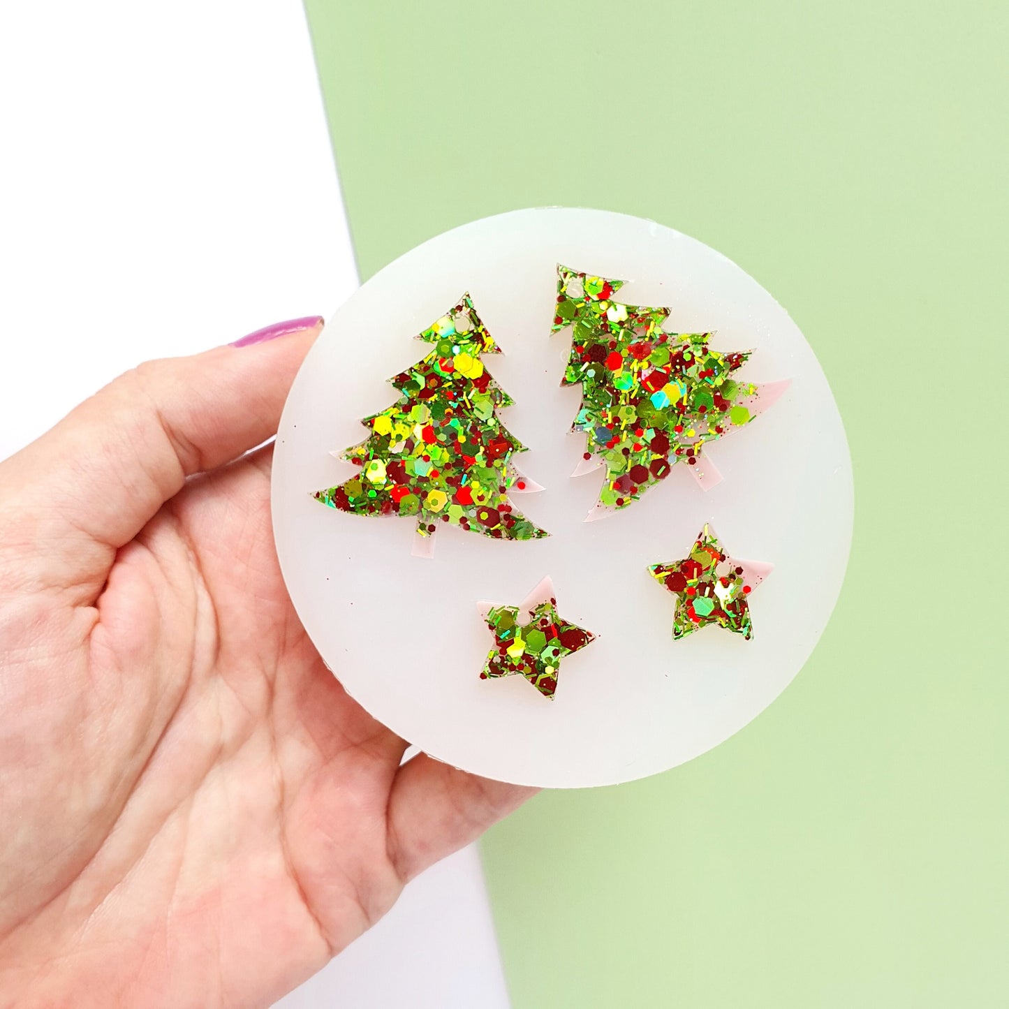 Silicone earrings mold "Christmas" for resin and epoxy mould for jewelry "Christmas tree, Stars"