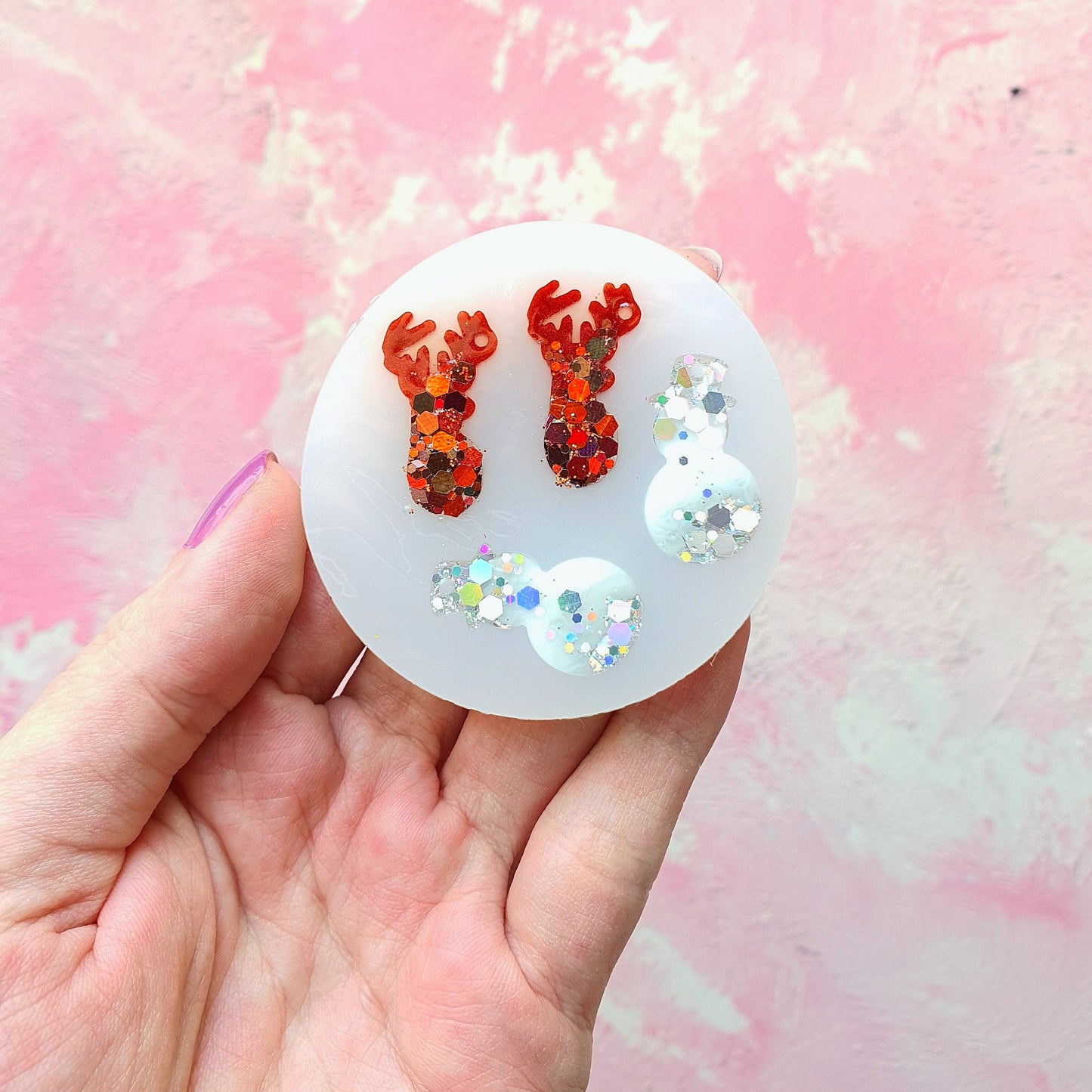Silicone earrings mold "Christmas"  for resin and epoxy mould for jewelry "Reindeer, Snowman" - Luxy Kraft