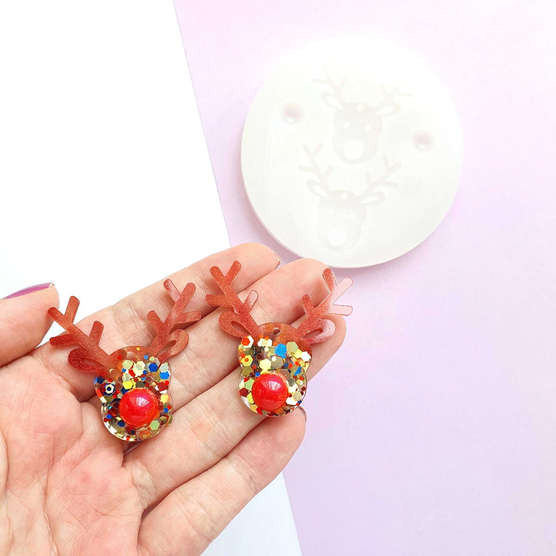 Silicone earrings mold "Christmas" for resin and epoxy mould for jewelry "Reindeer"