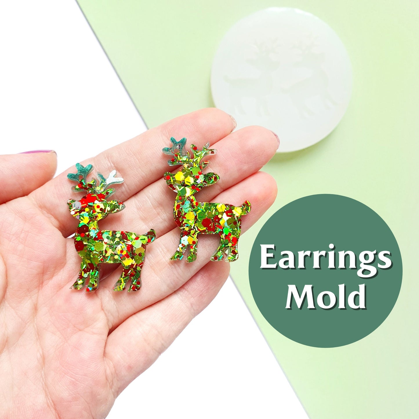Silicone earrings mold "Christmas" for resin and epoxy mould for jewelry "Reindeer" - Luxy Kraft