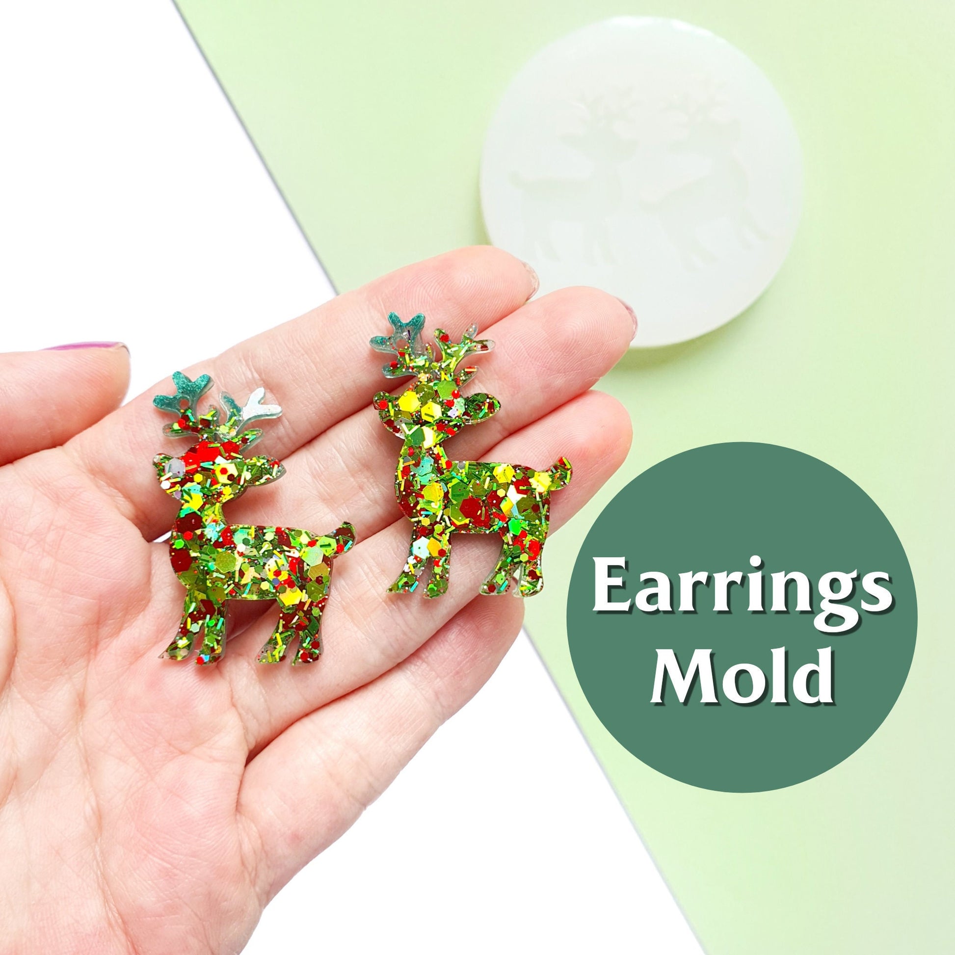 Silicone earrings mold "Christmas" for resin and epoxy mould for jewelry "Reindeer" - Luxy Kraft