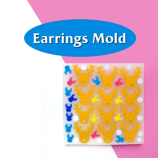 Silicone earrings Giant mold "Christmas" for resin and epoxy mould for jewelry "Reindeer" - Luxy Kraft