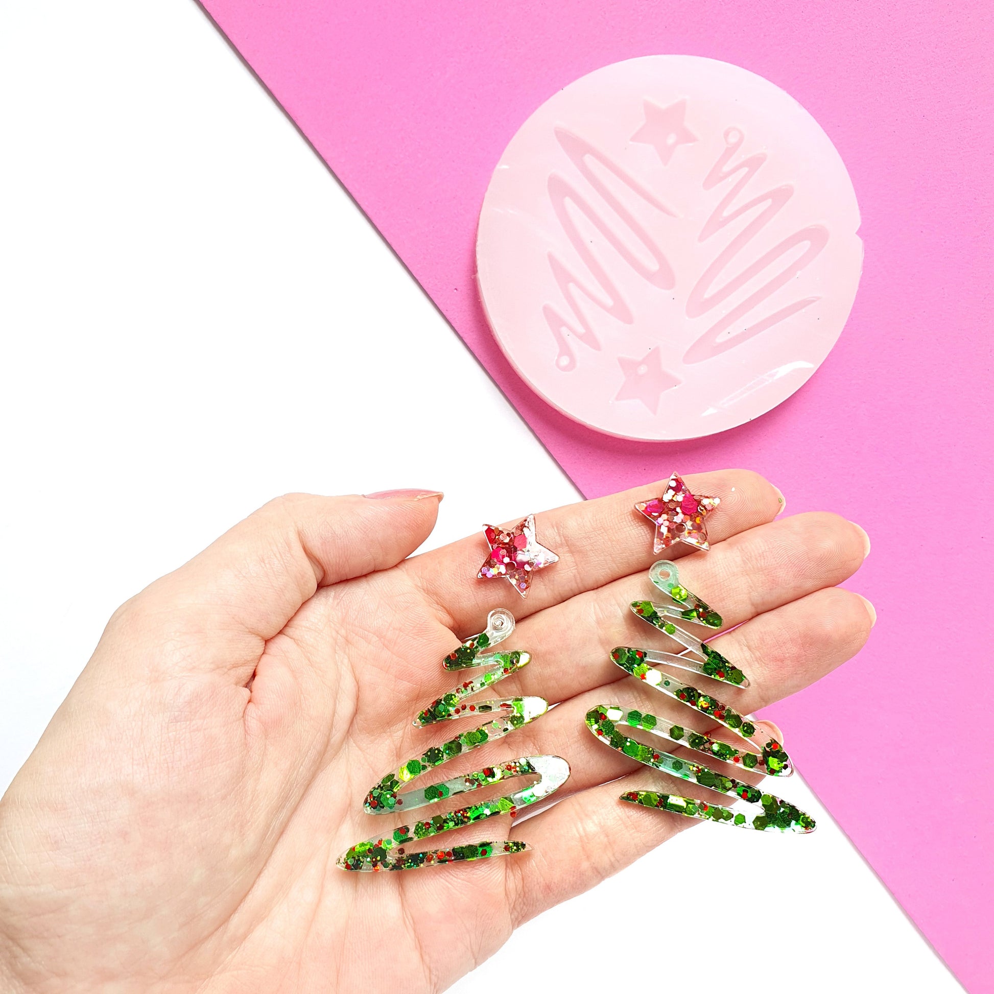 Silicone earring mold "Christmas Tree Star" Clear mold for resin and epoxy - Luxy Kraft