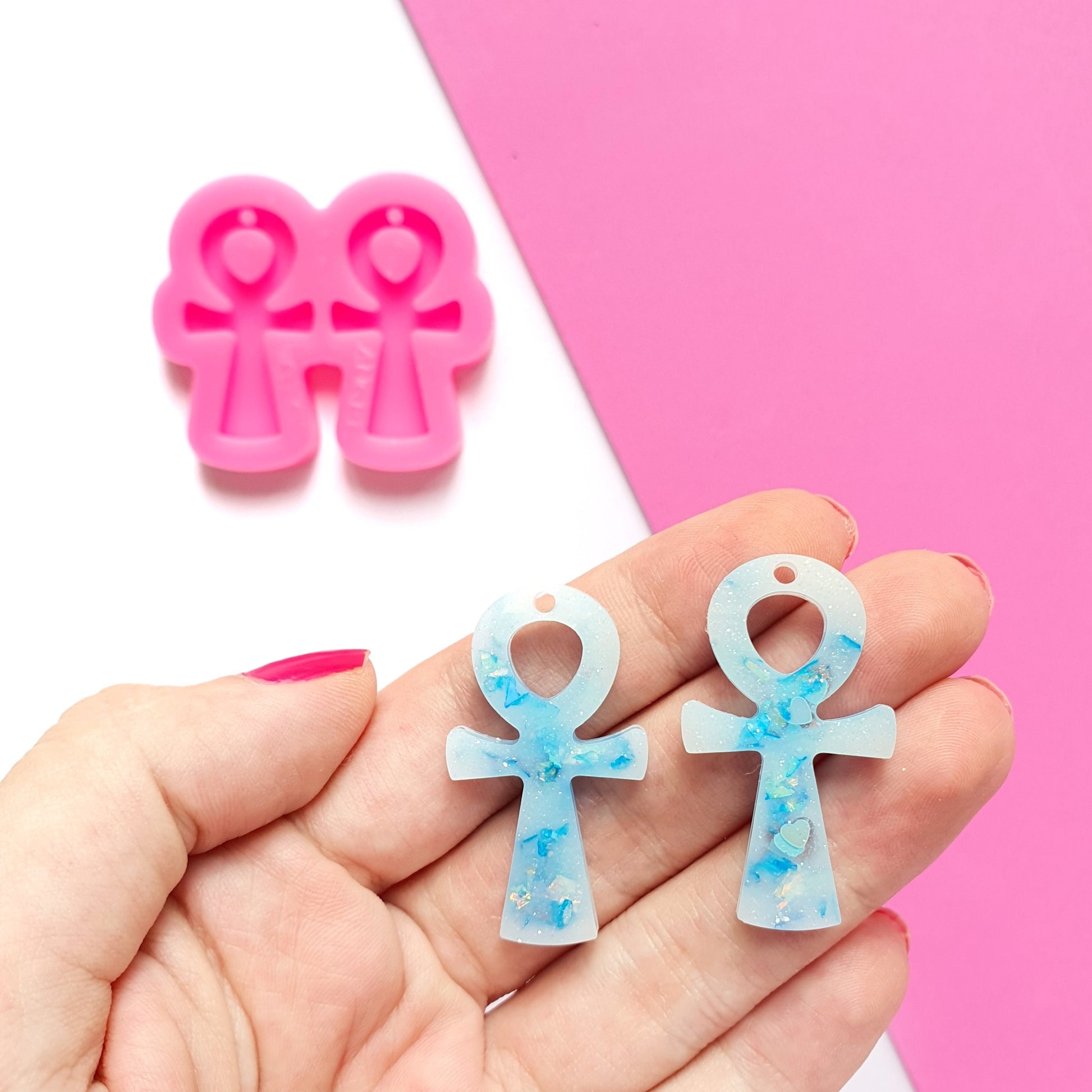 Silicone earrings mold "Ankh" Egyptian cross mould for resin and epoxy - Luxy Kraft