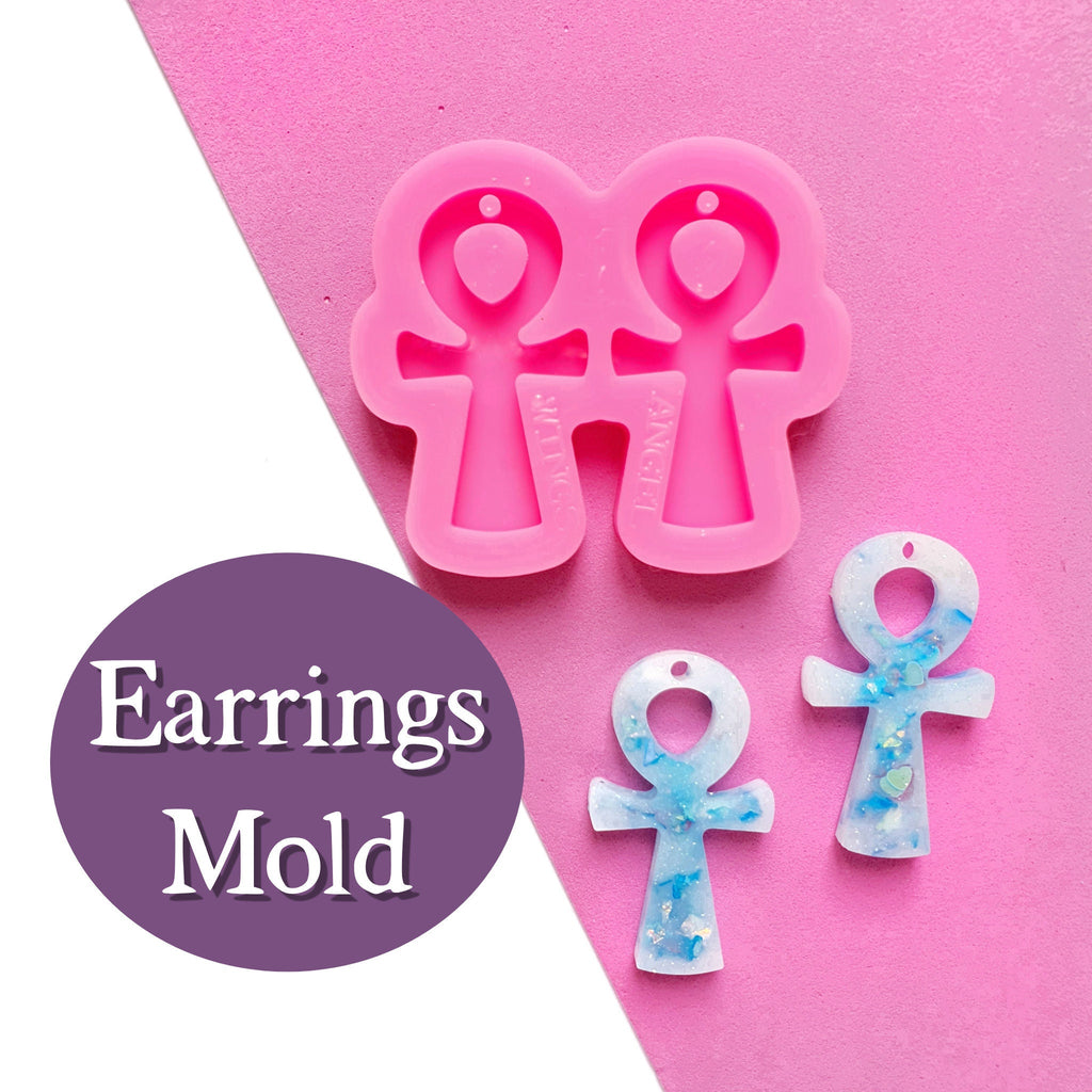 Silicone earrings mold "Ankh" Egyptian cross mould for resin and epoxy - Luxy Kraft