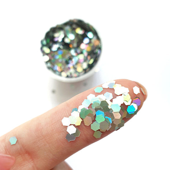 Silver Hologram Hexagon Chunky glitter for Resin Epoxy crafts