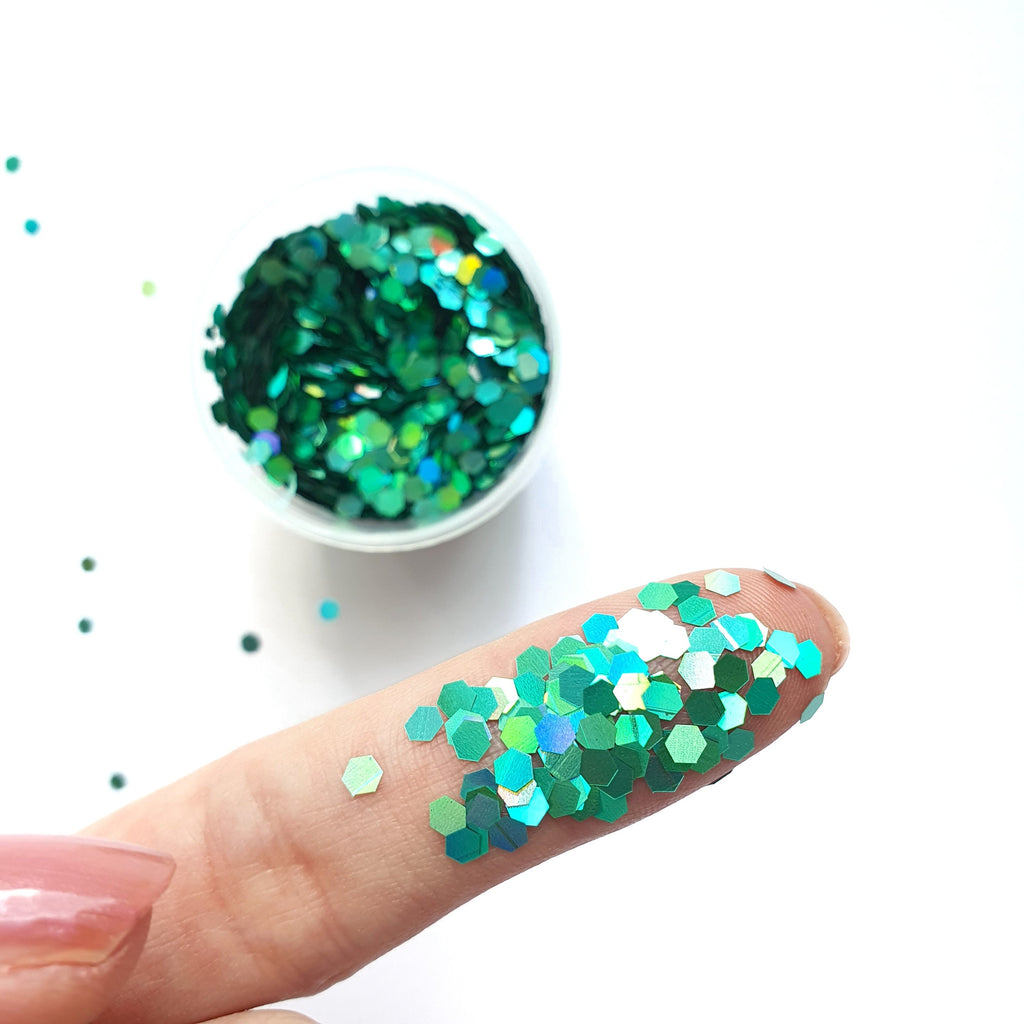 Turquoise Hologram Hexagon Chunky glitter for Resin Epoxy crafts - Luxy Kraft