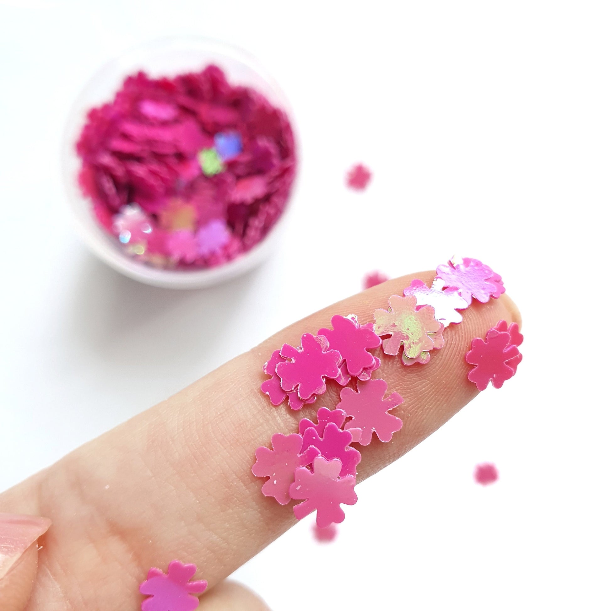Pink leaves sequins Hologram Chunky glitter for Resin Epoxy crafts 6 mm - Luxy Kraft