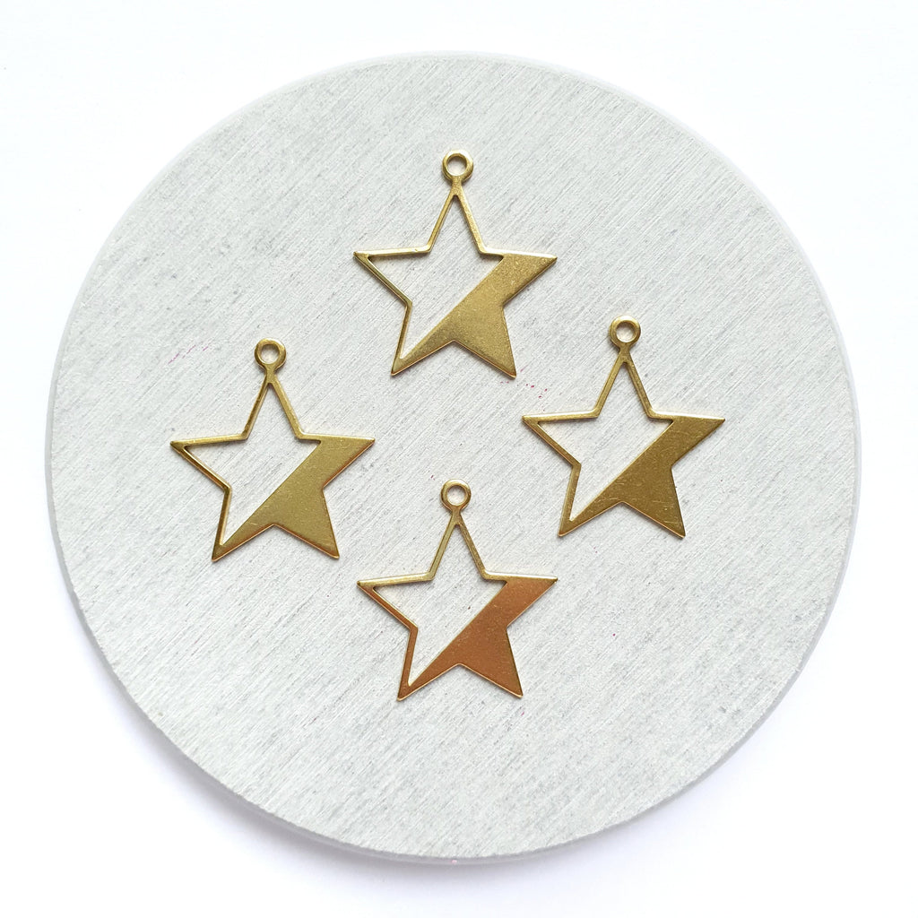 12 pcs Star Earrings components Earrings findings DIY jewelry Raw brass blanks charms Pendants - Luxy Kraft