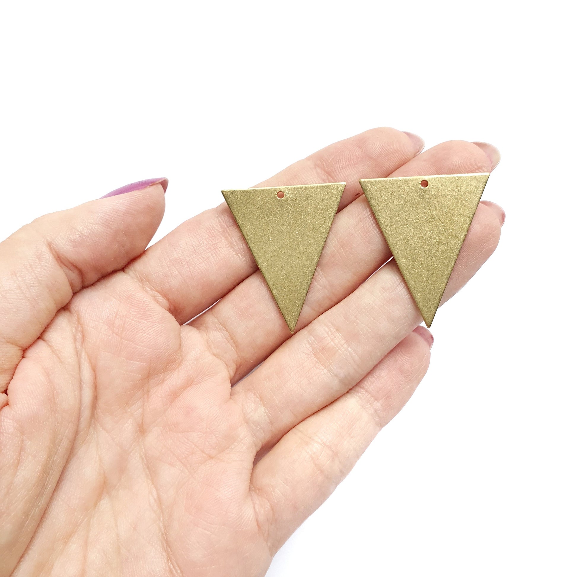 4 pcs Triangle Geometric Earrings components Earrings findings DIY jewelry Raw brass blanks charms Pendants - Luxy Kraft