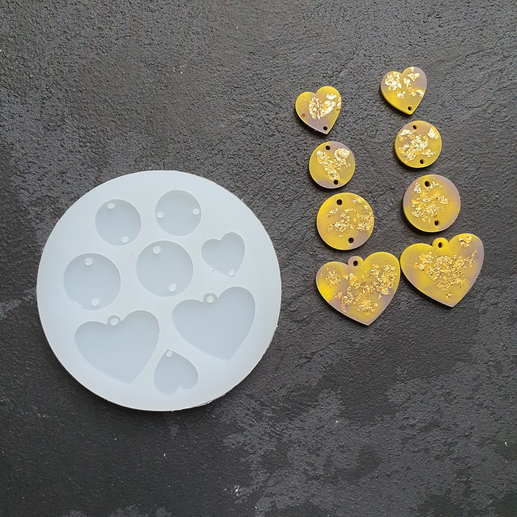 Heart Circle mold Silicone earrings mould for resin and epoxy for dangle earrings - Luxy Kraft