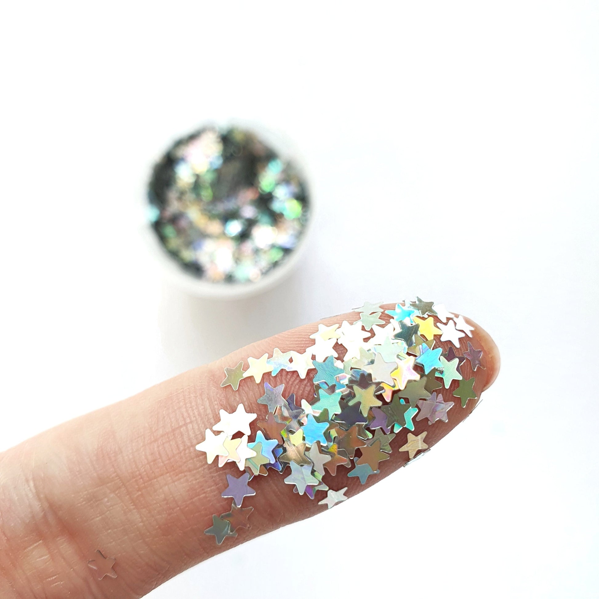 Stars Silver Hologram Hexagon Chunky glitter for Resin Epoxy crafts - Luxy Kraft