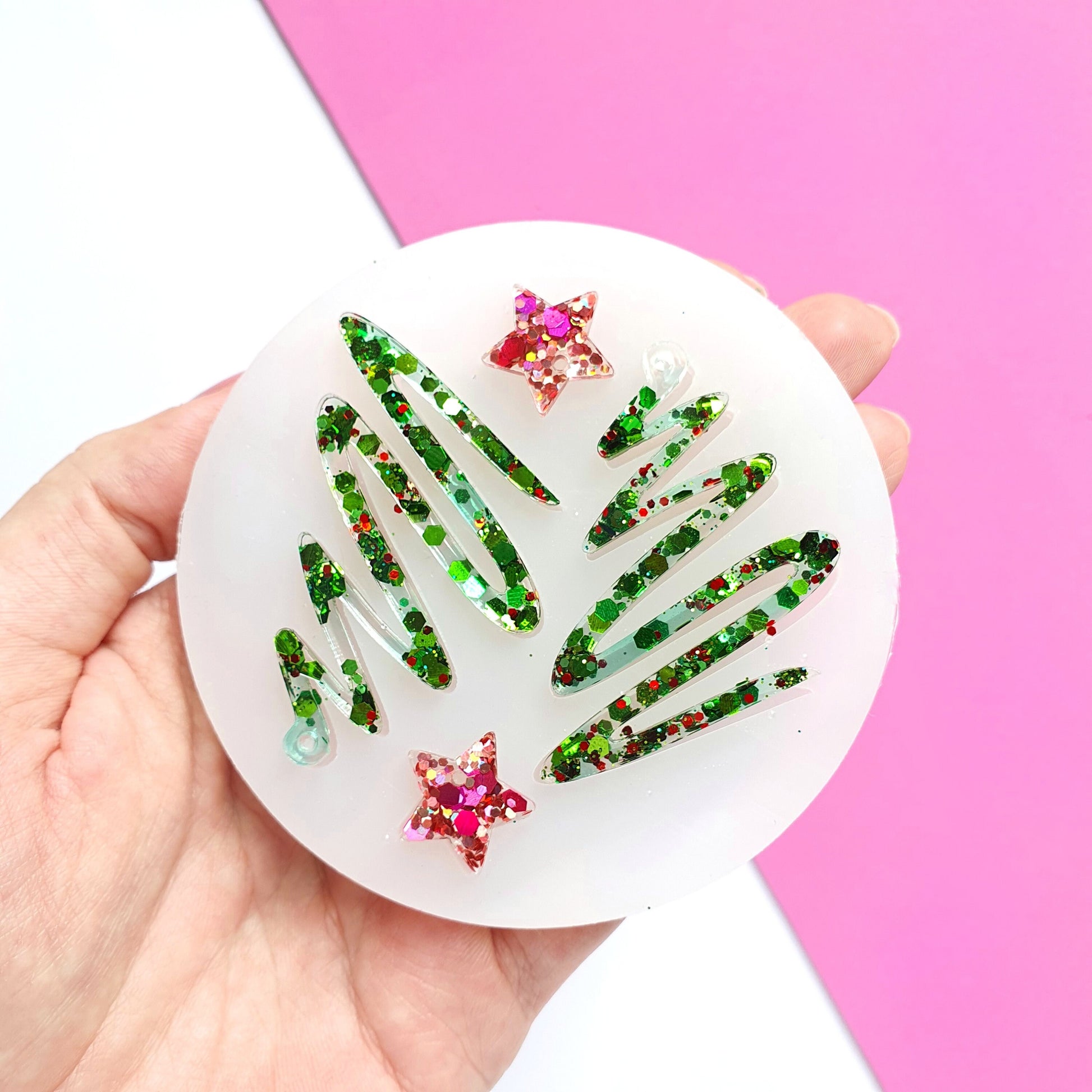 Silicone earring mold "Christmas Tree Star" Clear mold for resin and epoxy - Luxy Kraft