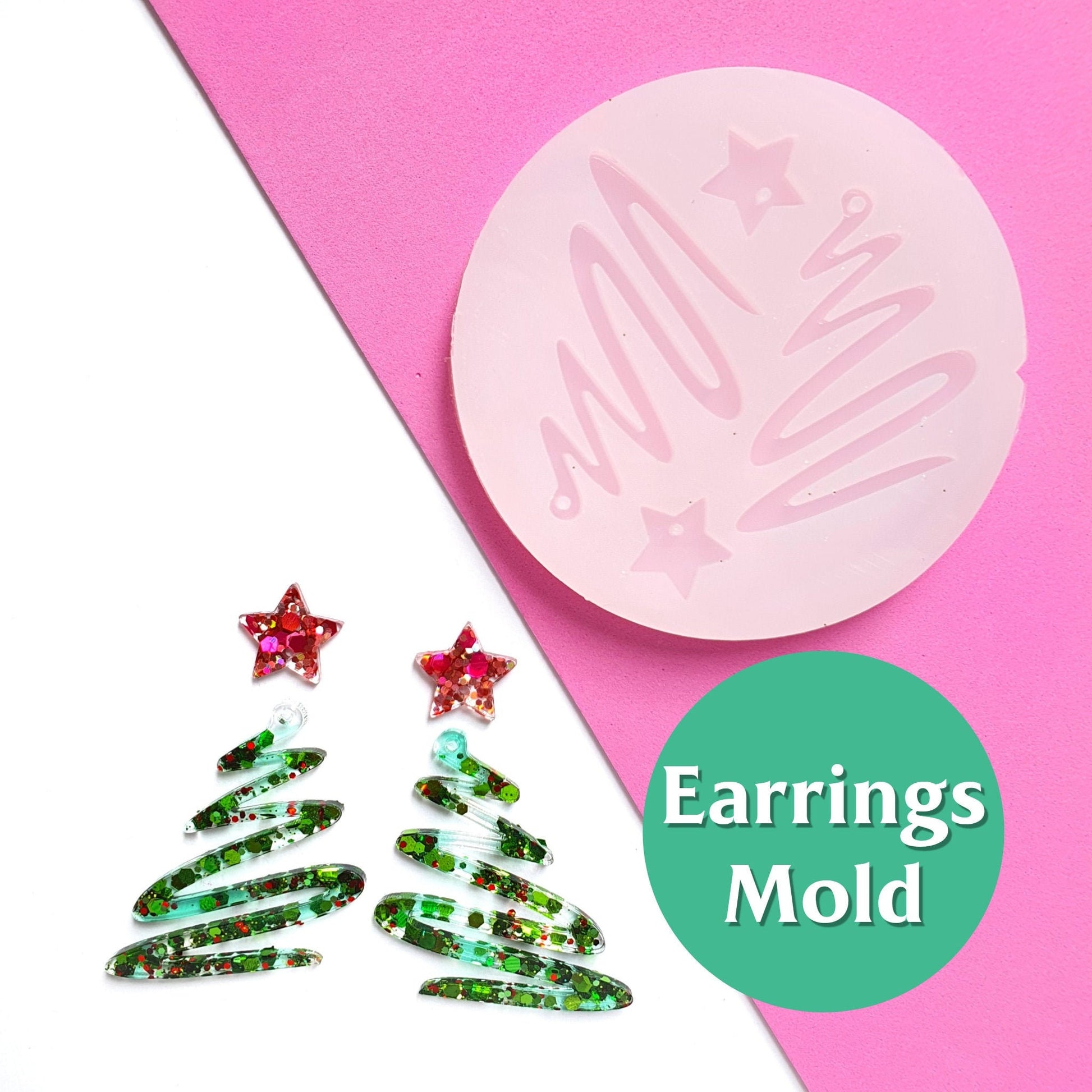 Silicone earring mold "Christmas Tree Star" Clear mold for resin and epoxy - Luxy Kraft