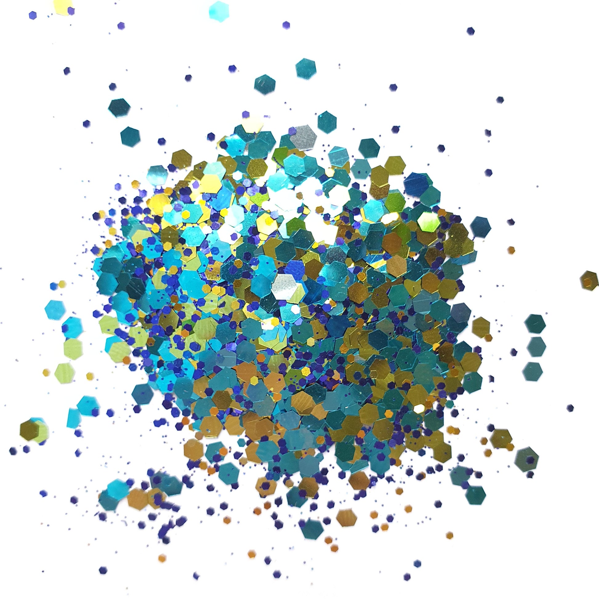 Blue Gold Mix Chunky glitter for Resin Epoxy crafts - Luxy Kraft