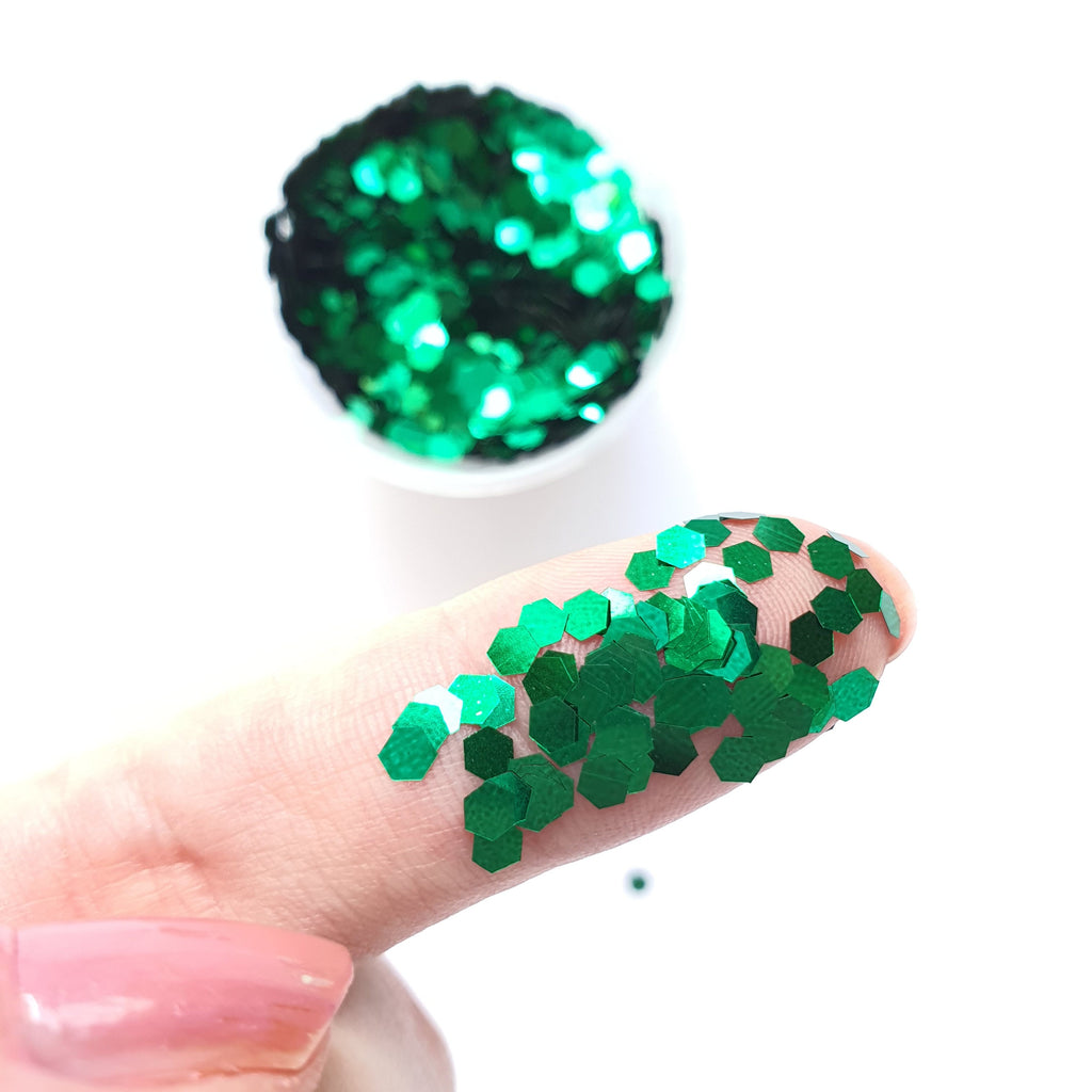 Green Hexagon Chunky glitter for Resin Epoxy crafts - Luxy Kraft