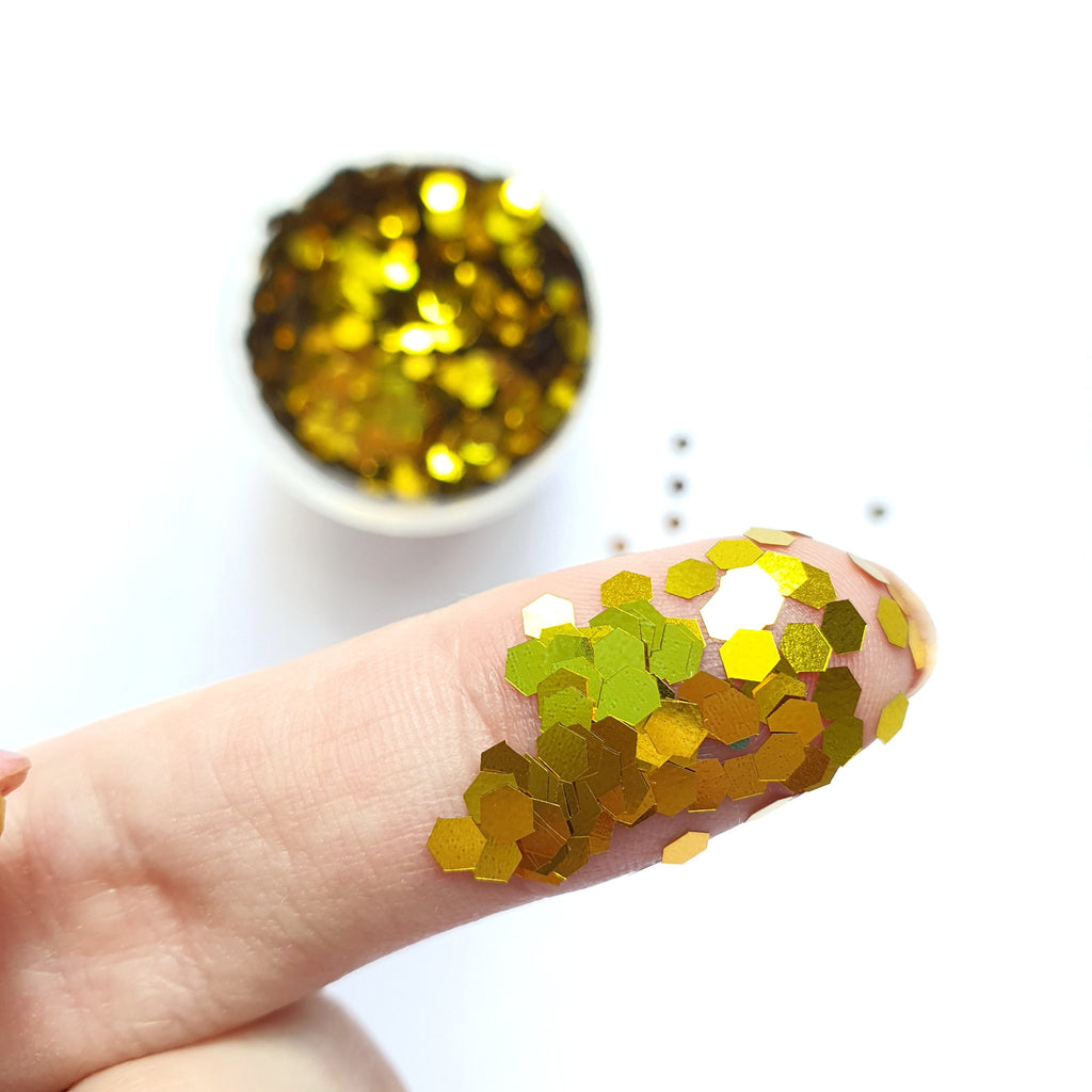 Gold Hexagon Chunky glitter for Resin Epoxy crafts - Luxy Kraft