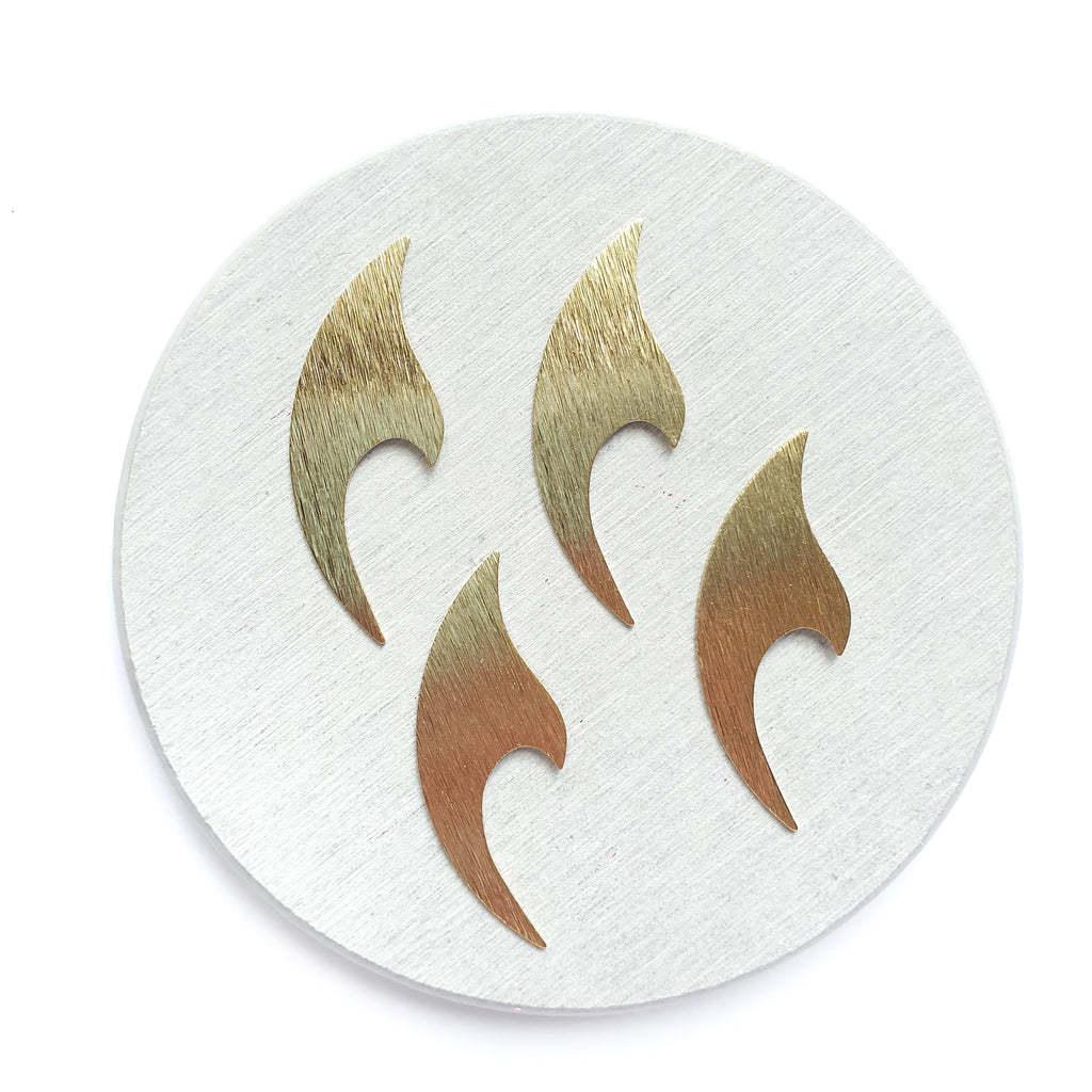 6 pcs Wave Earrings components Earrings findings DIY jewelry Raw brass blanks Textured charms Pendants - Luxy Kraft