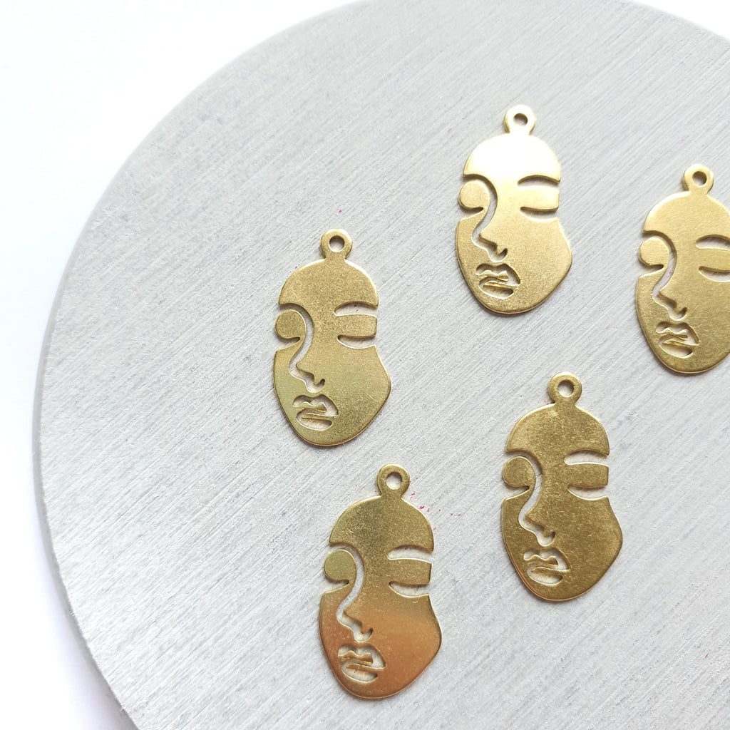 4 pcs Woman face Earrings components Earrings findings DIY jewelry Raw brass blanks charms Pendants - Luxy Kraft
