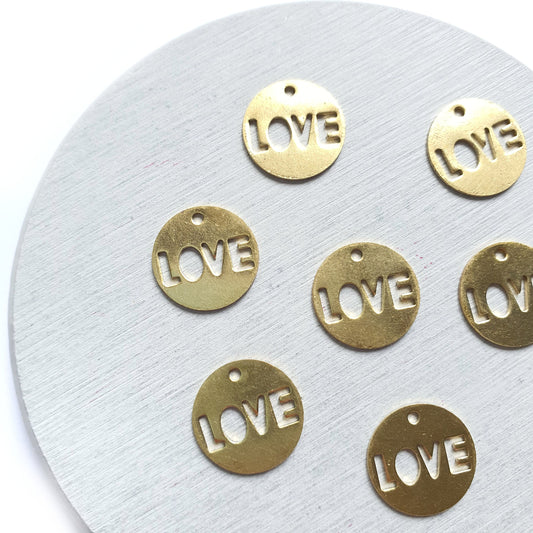 6 pcs Love in circle Earrings components Earrings findings DIY jewelry Raw brass connectors Geometry shape charms - Luxy Kraft