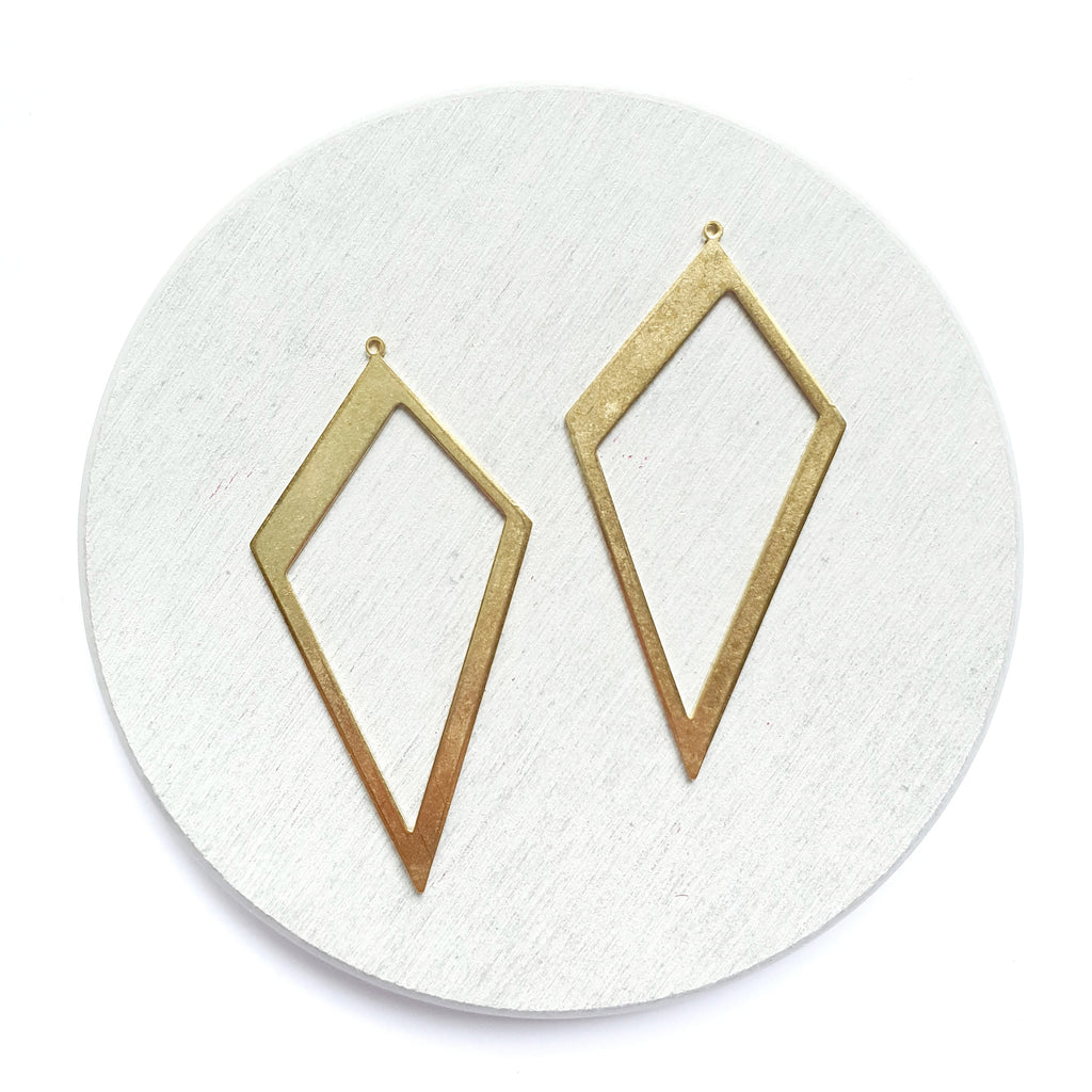 6 pcs Rhombus Earrings components Earrings findings DIY jewelry Raw brass connectors Geometry shape charms - Luxy Kraft