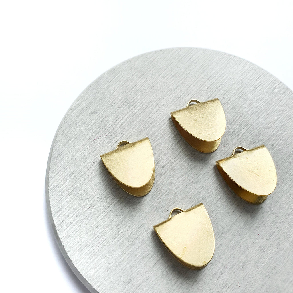 6 pcs Ribbon Crimps Earrings components Earrings findings DIY jewelry Raw brass connectors Geometry shape charms - Luxy Kraft