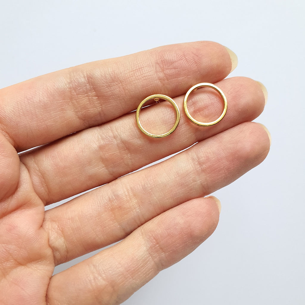 10 pcs Earrings stud components Circle Geometric Gold plated studs Earrings findings DIY jewelry 5 pairs 12 mm - Luxy Kraft