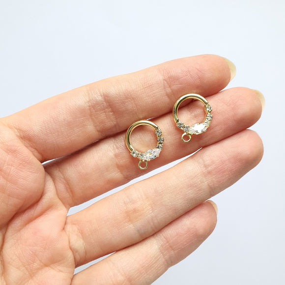 Earrings stud components Circle Geometric Gold plated studs Earrings findings DIY jewelry