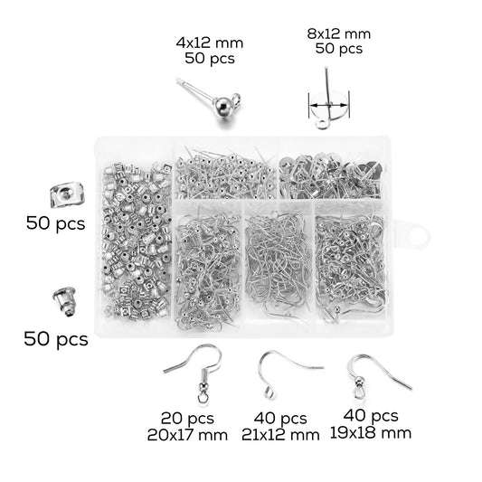 300 pcs set Box Earrings components Hooks and Studs Earrings findings DIY jewelry 100 pairs - Luxy Kraft