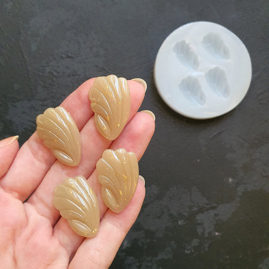 Shell Silicone earrings mold Resin Jewelry mould for resin and epoxy for 4 cabochons - Luxy Kraft