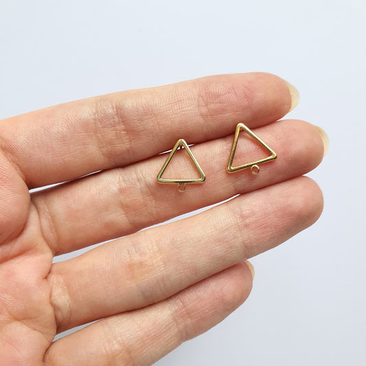 10 pcs Earrings stud components Triangle Geometric Gold plated studs Earrings findings DIY jewelry 5 pairs 12 mm - Luxy Kraft