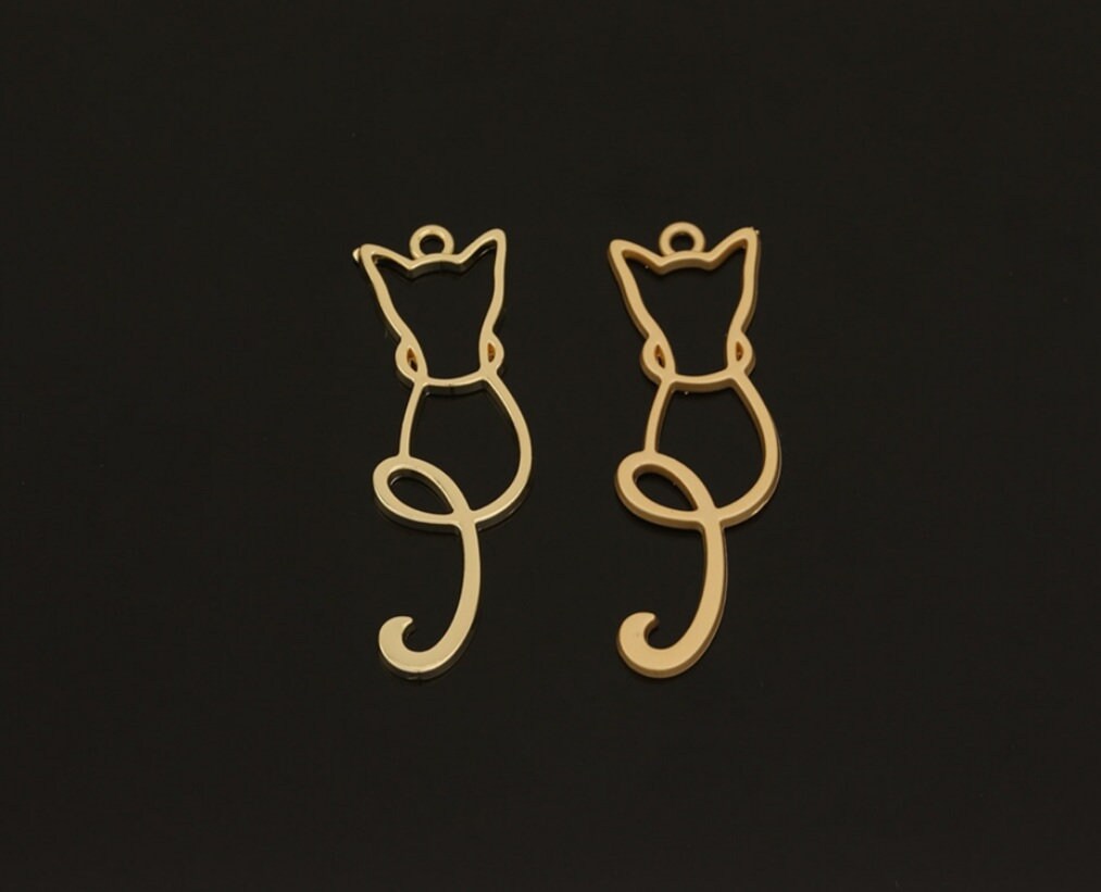 Cat Earrings components Earrings findings DIY jewelry connectors animal shape charms