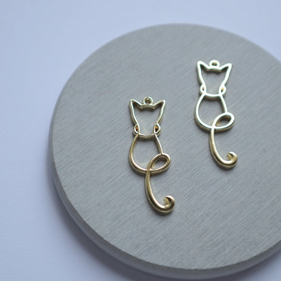 10 pcs Cat Earrings components Earrings findings DIY jewelry connectors animal shape charms - Luxy Kraft
