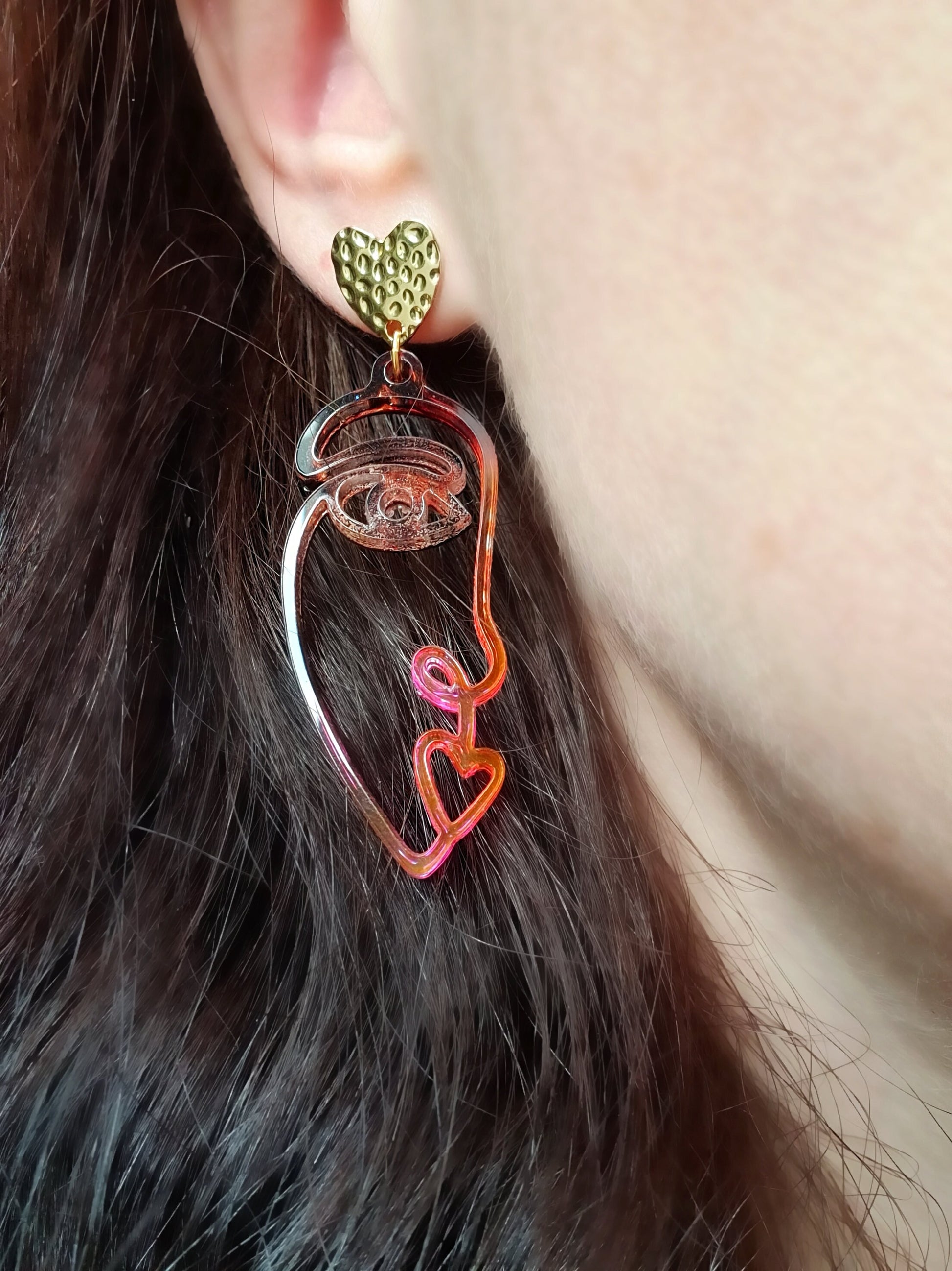 Abstract Woman Face Silicone earrings mold Jewelry Resin mould for resin and epoxy
