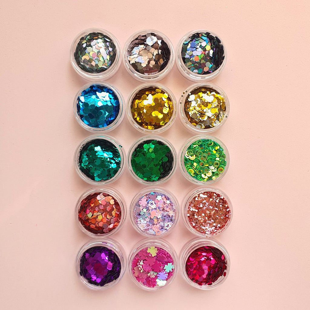 15 pcs set Chunky glitter for Resin Epoxy crafts and nail art - Luxy Kraft