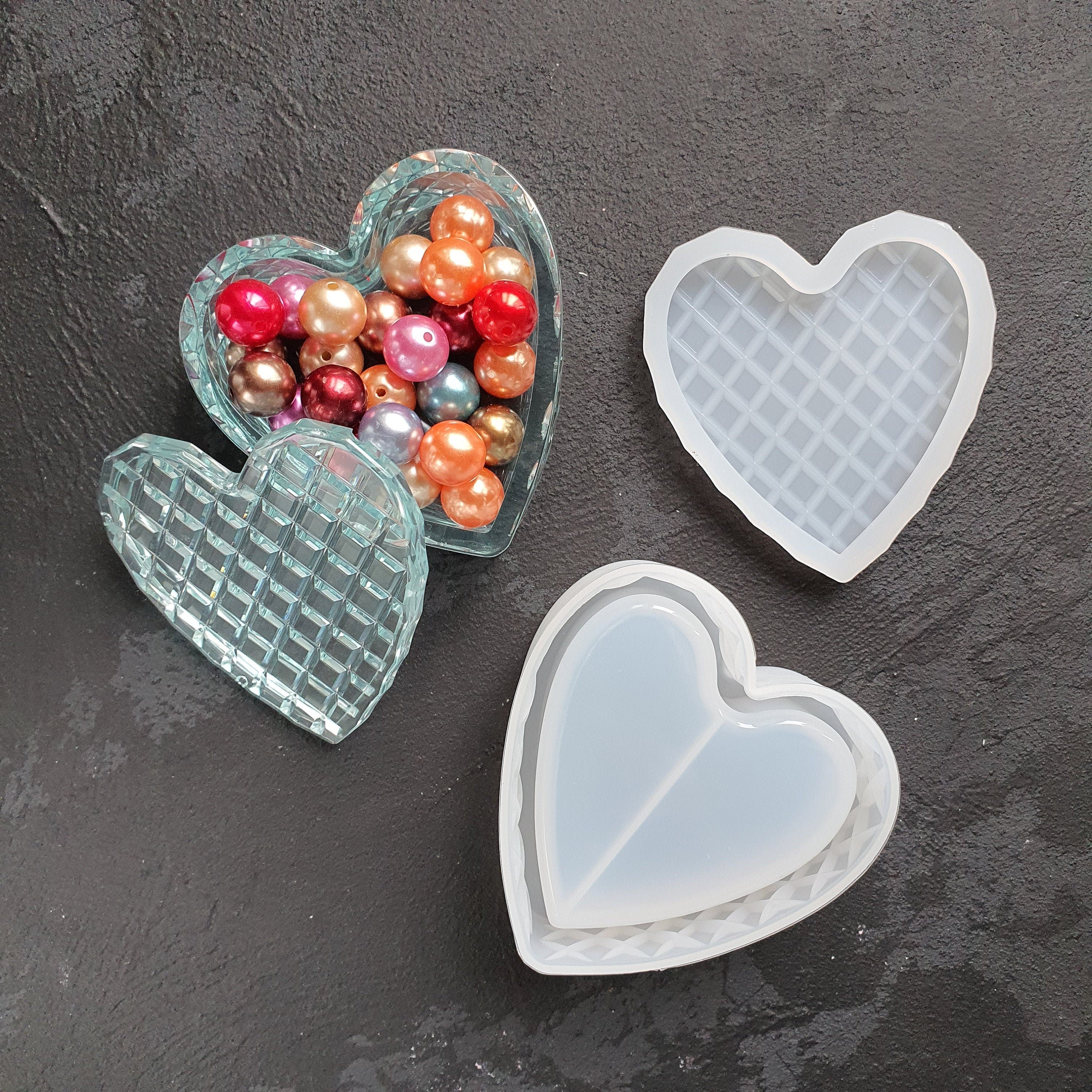 Heart box Mold Trinket tray silicone mould for Resin Epoxy