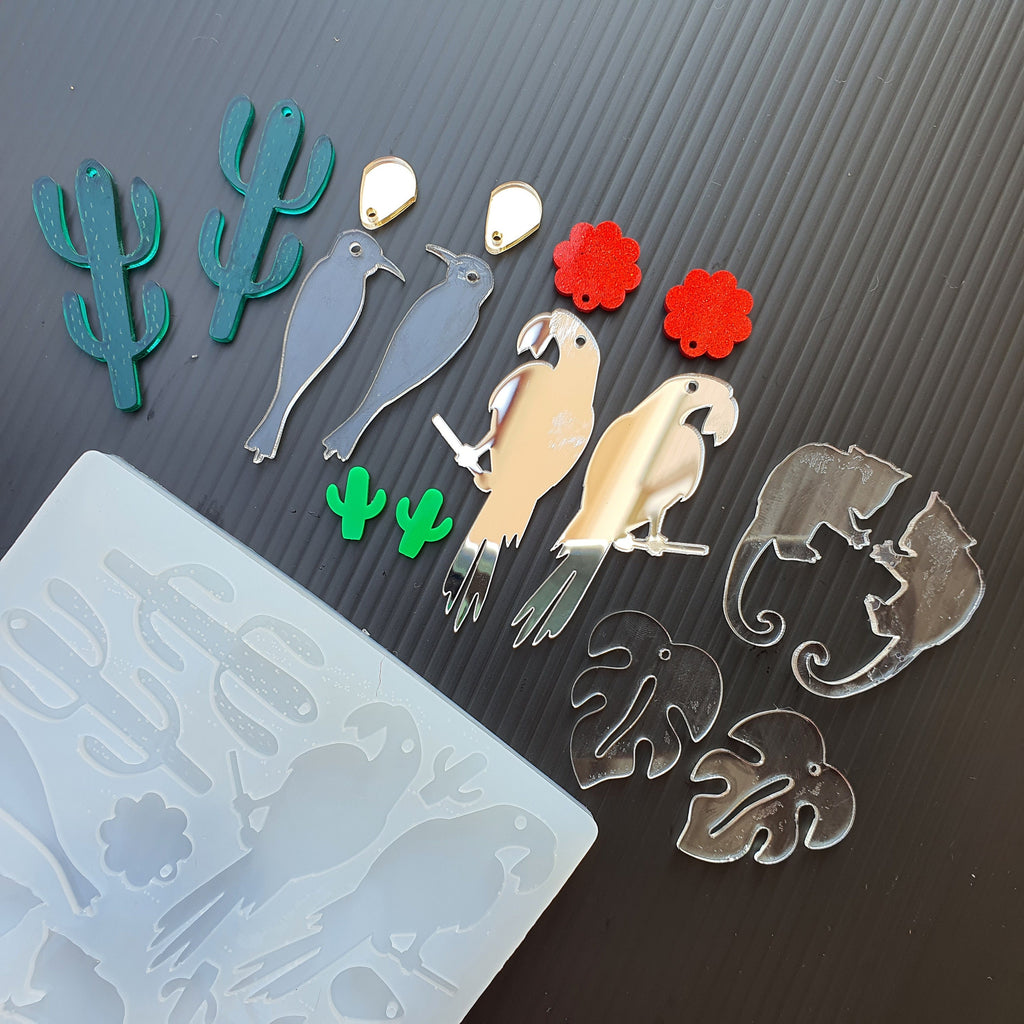 Silicone earrings mold "Zoo" for resin and epoxy mould for 6 pairs earrings jewelry - Luxy Kraft