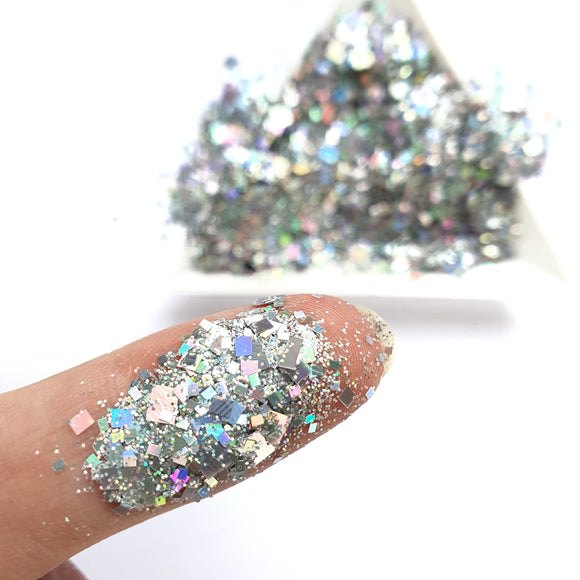 Silver Square holographic Chunky glitter for Resin Epoxy crafts