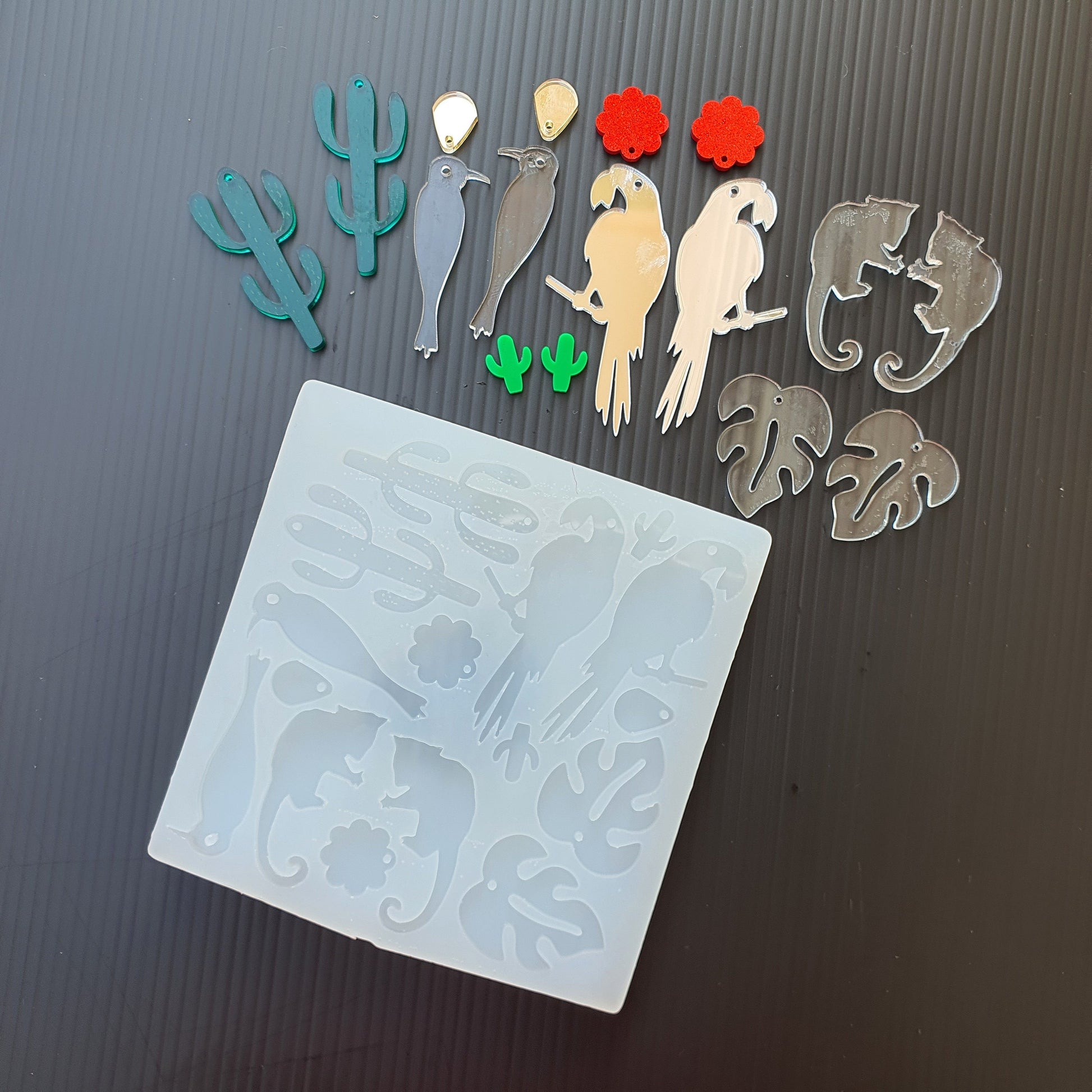 Silicone earrings mold "Zoo" for resin and epoxy mould for 6 pairs earrings jewelry - Luxy Kraft