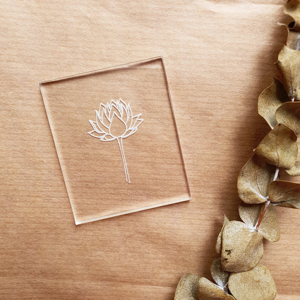 Embossing stamp for polymer clay "Lotus" Floral texture plate Flower debossing stamp Acrylic stamps - Luxy Kraft