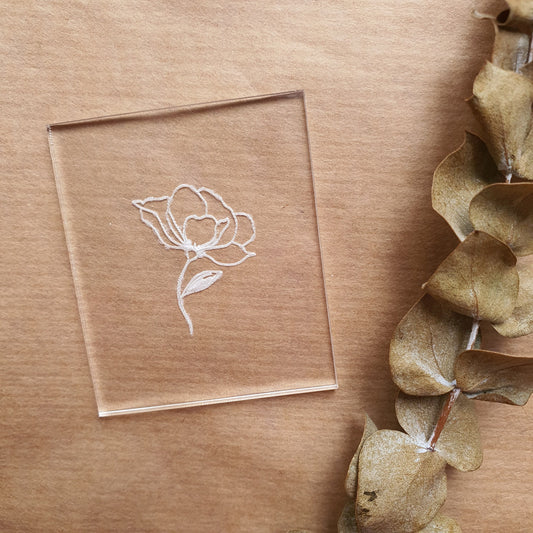 Embossing stamp for polymer clay "Poppy" Floral texture plate Flower debossing stamp Acrylic stamps - Luxy Kraft