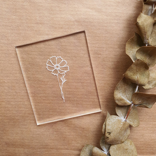Embossing stamp for polymer clay "Pyrethrum" Floral texture plate Flower debossing stamp Acrylic stamps - Luxy Kraft