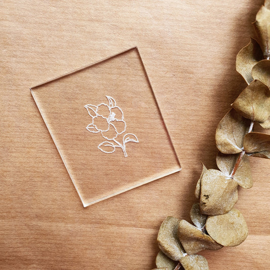 Embossing stamp for polymer clay "Hibiscus" Floral texture plate Flower debossing stamp Acrylic stamps - Luxy Kraft
