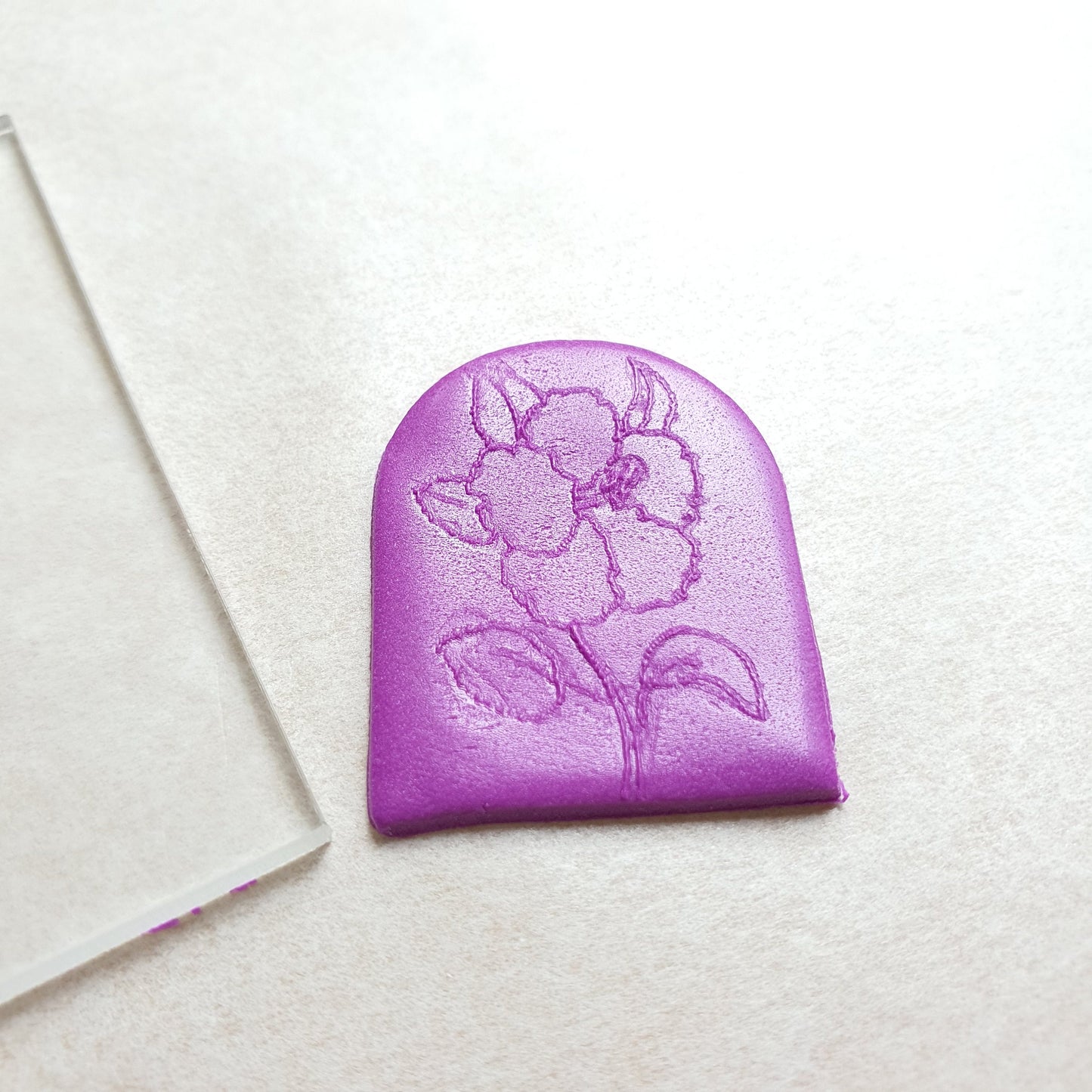Embossing stamp for polymer clay "Hibiscus" Floral texture plate Flower debossing stamp Acrylic stamps - Luxy Kraft