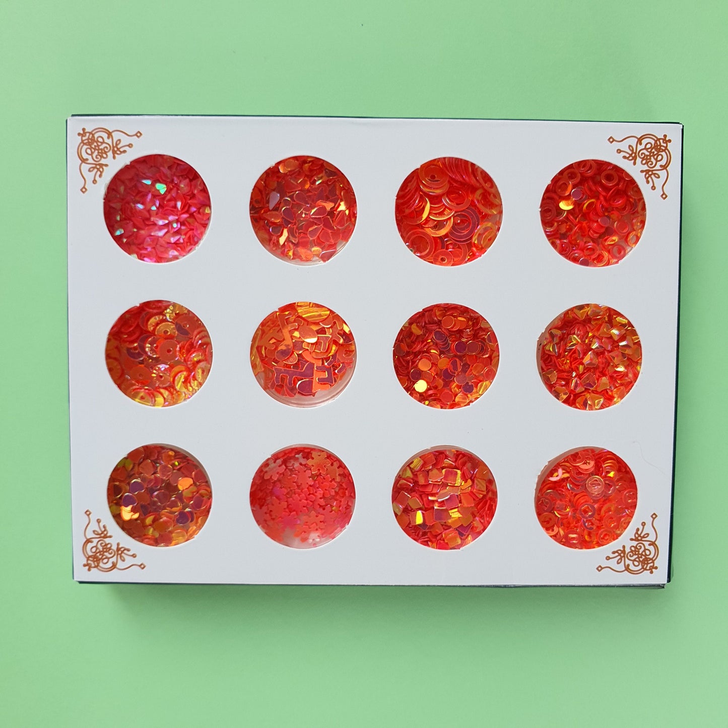 12 pcs set Orange Sequins Chunky glitter for Resin Epoxy crafts and nail art - Luxy Kraft