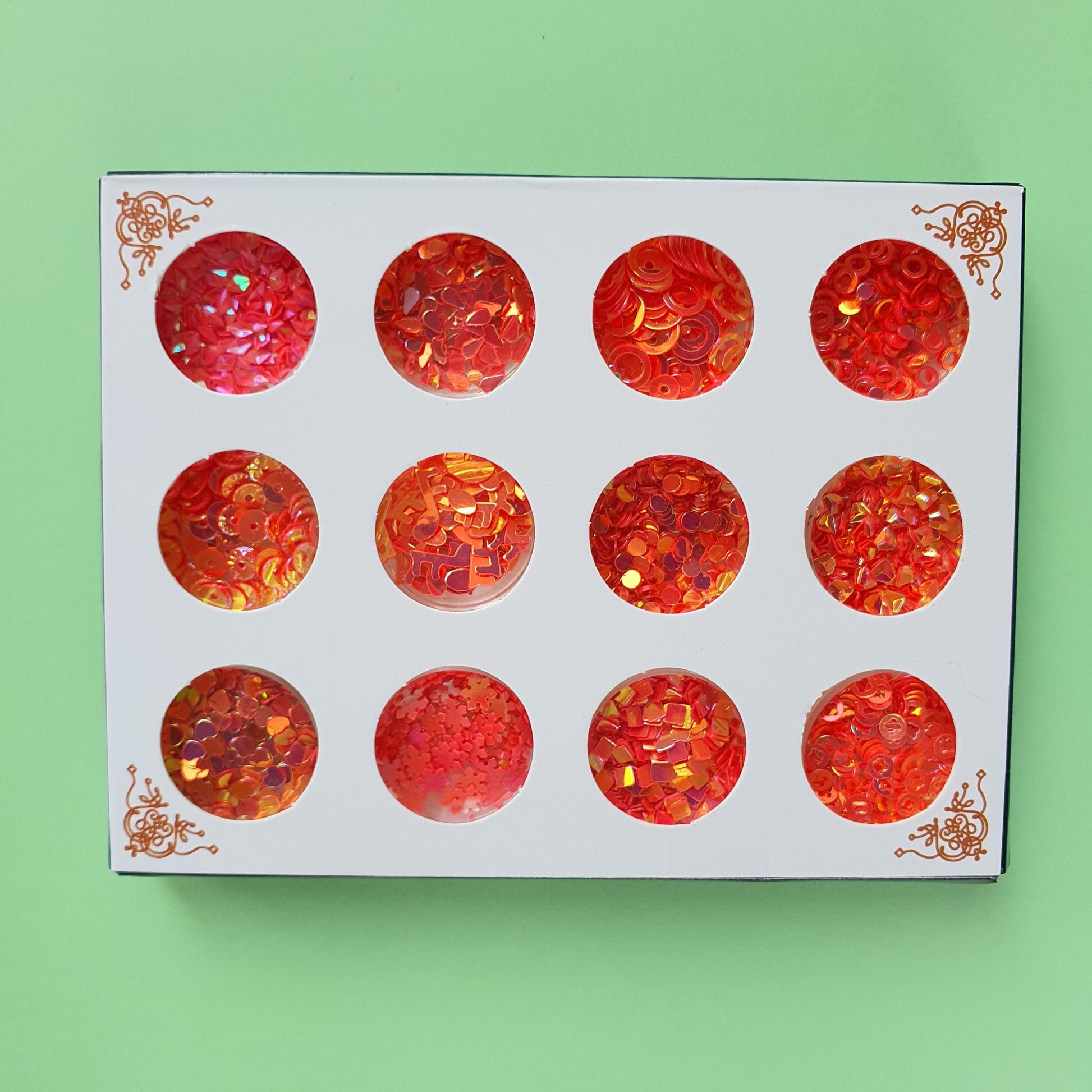 12 pcs set Orange Sequins Chunky glitter for Resin Epoxy crafts and nail art - Luxy Kraft