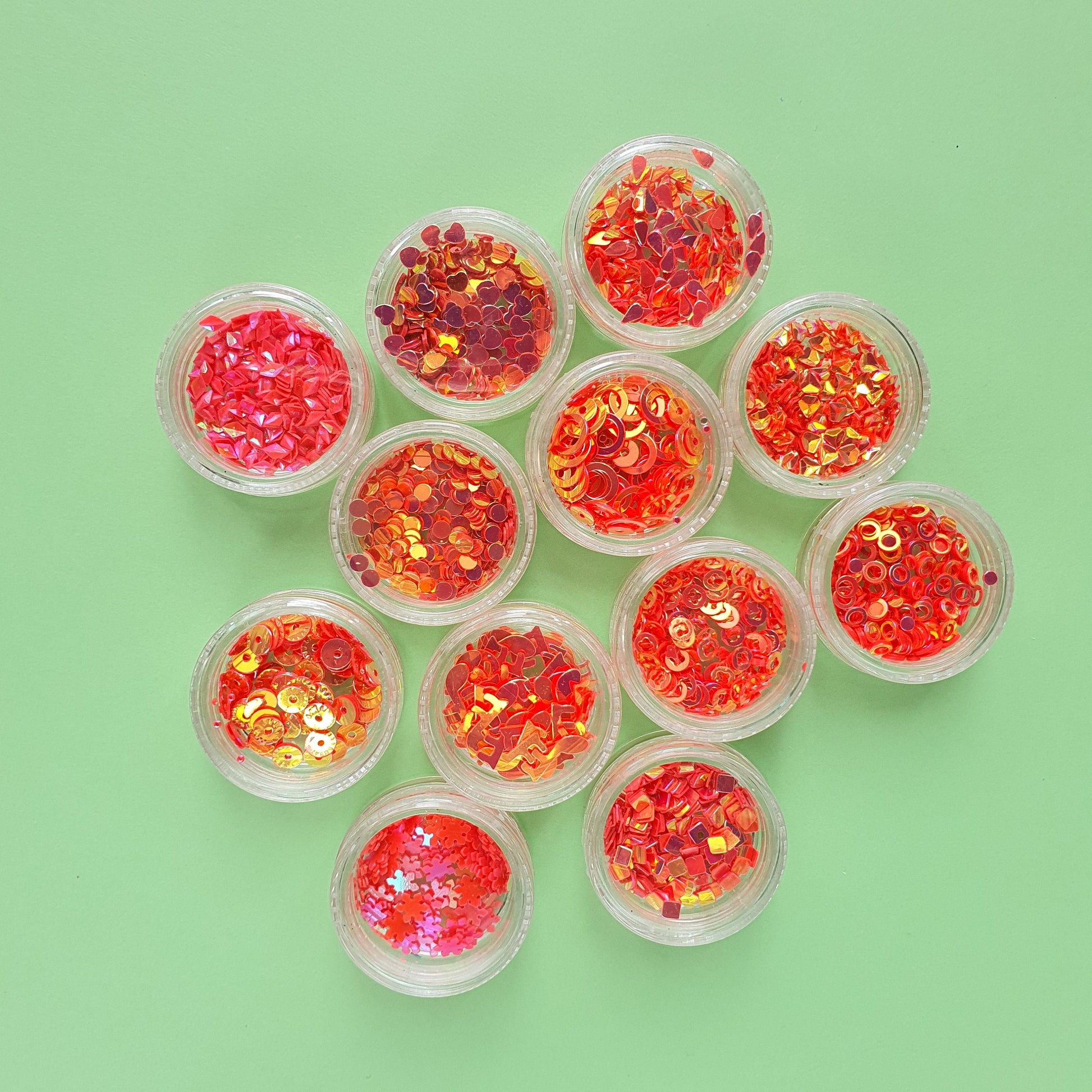 12 pcs set Orange Sequins Chunky glitter for Resin Epoxy crafts and nail art - Luxy Kraft