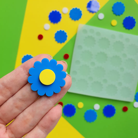 Giant Silicone earrings mold "Flowers" for resin and epoxy 16 pcs flowers - Luxy Kraft